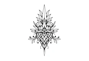 Majestic ,crown pineapple top vagina and anus tattoo idea