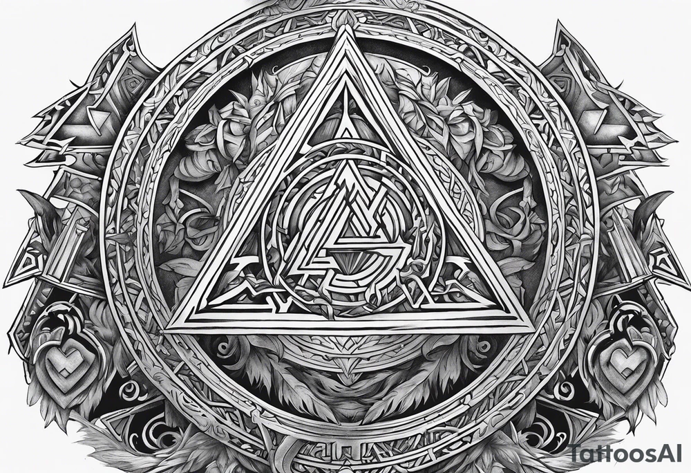 Valhalla sword shield axe stairs Valknut fire tattoo idea Valhalla sword shield axe stairs Valknut fire tattoo idea