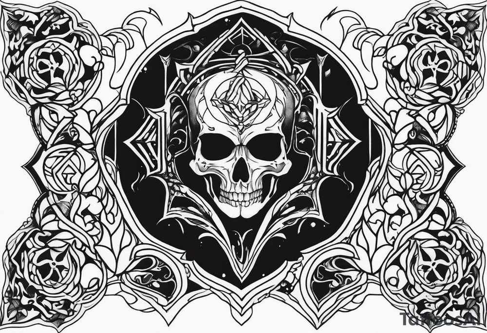 A dark fantasy spooky themed tattoo idea