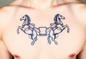 Symmetrical rearing Roman chariot horses tattoo idea