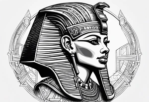 I want a Egyptian pharaoh skeleton in a headress facing the side tattoo idea