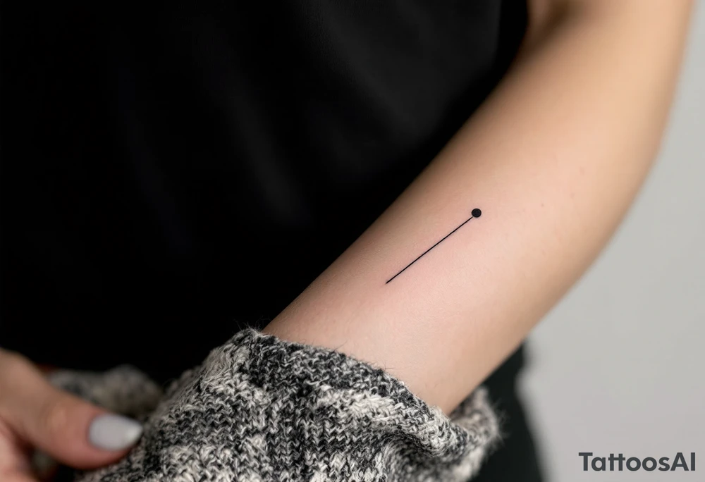 A single line with a dot above it tattoo idea