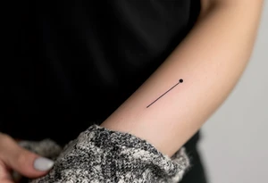 A single line with a dot above it tattoo idea