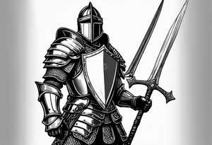 knight with heavy armor with letters RJL tattoo idea