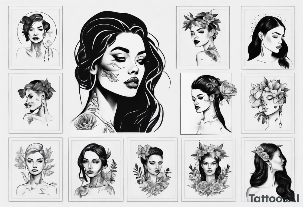 Woman portrait tattoo idea