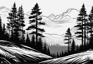 Pine tree silhoette tattoo idea