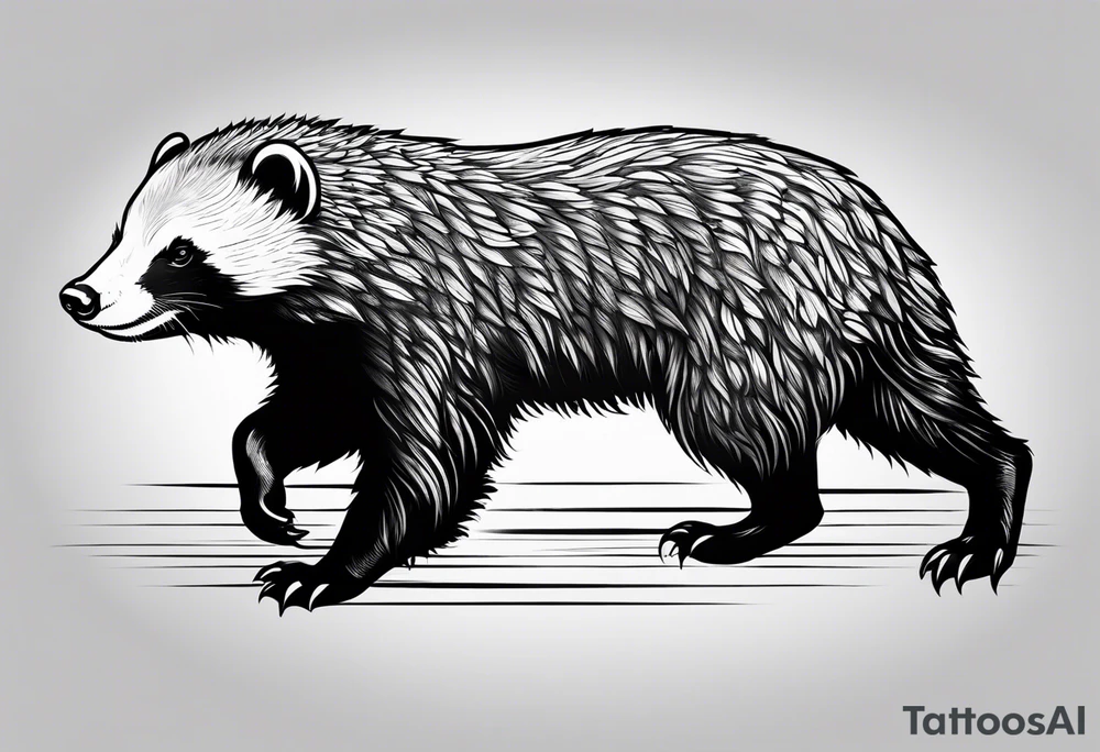 Muscular old honey badger working out tattoo idea