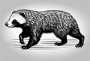 Muscular old honey badger working out tattoo idea