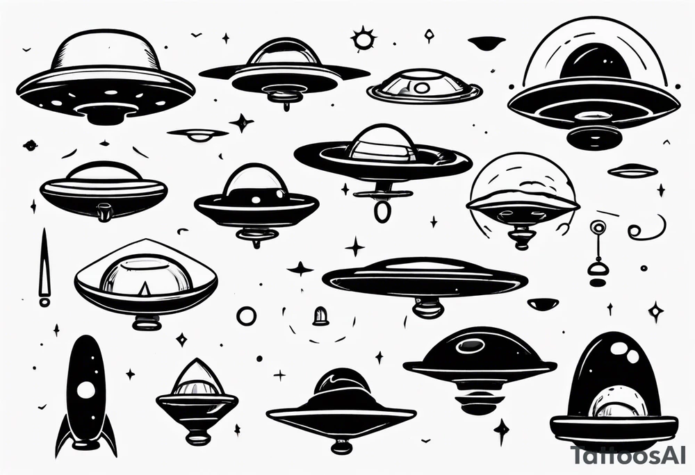 Cartoon blacklist flying saucer tattoo idea