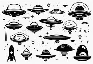 Cartoon blacklist flying saucer tattoo idea