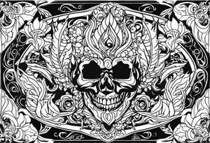Name KIHURANI with background of skulls and demons while burning tattoo idea