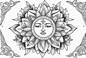Western floral with sun stars and moon. Mirrored tattoo idea