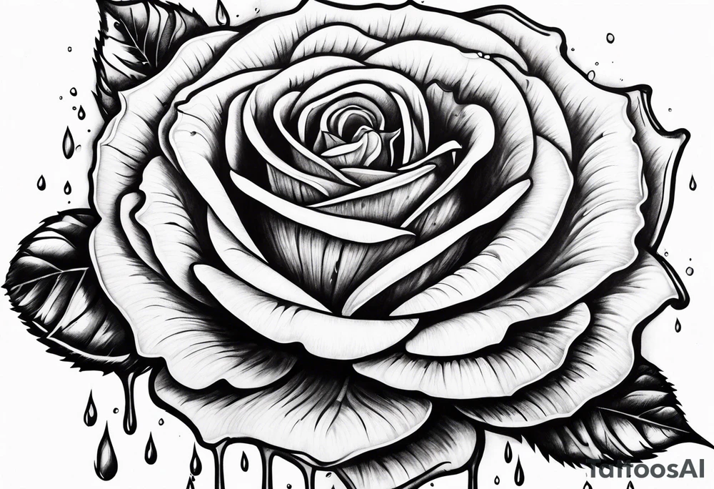 rose dripping water tattoo idea