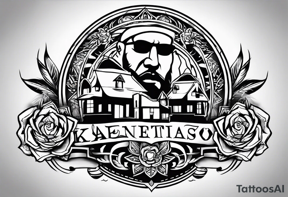 shoulder tattoo focused on family.  names kaden, mason and lori in the design tattoo idea