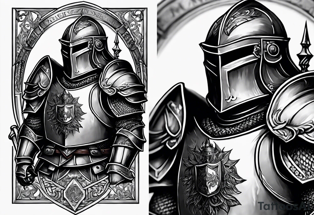 knight with heavy armor with clock and less detail tattoo idea knight with heavy armor with clock and less detail tattoo idea