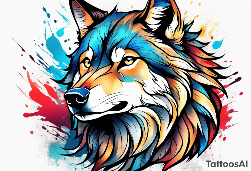 a wolf roaring tattoo idea