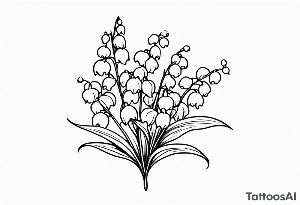 Lily of the valley Flower bouquet. Fine lines tattoo idea