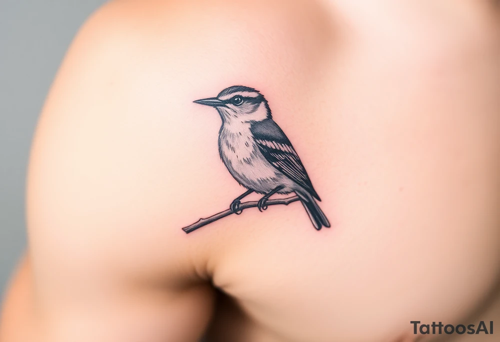 Nuthatch bird sitting on a branch tattoo idea