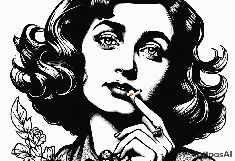 Anne Frank smoking cigarette tattoo idea