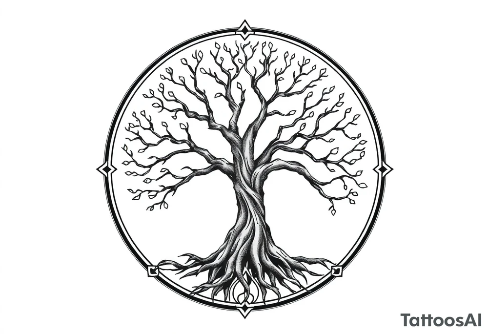 Tree of life in a circle tattoo idea