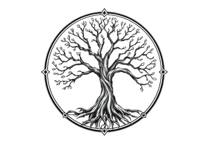 Tree of life in a circle tattoo idea