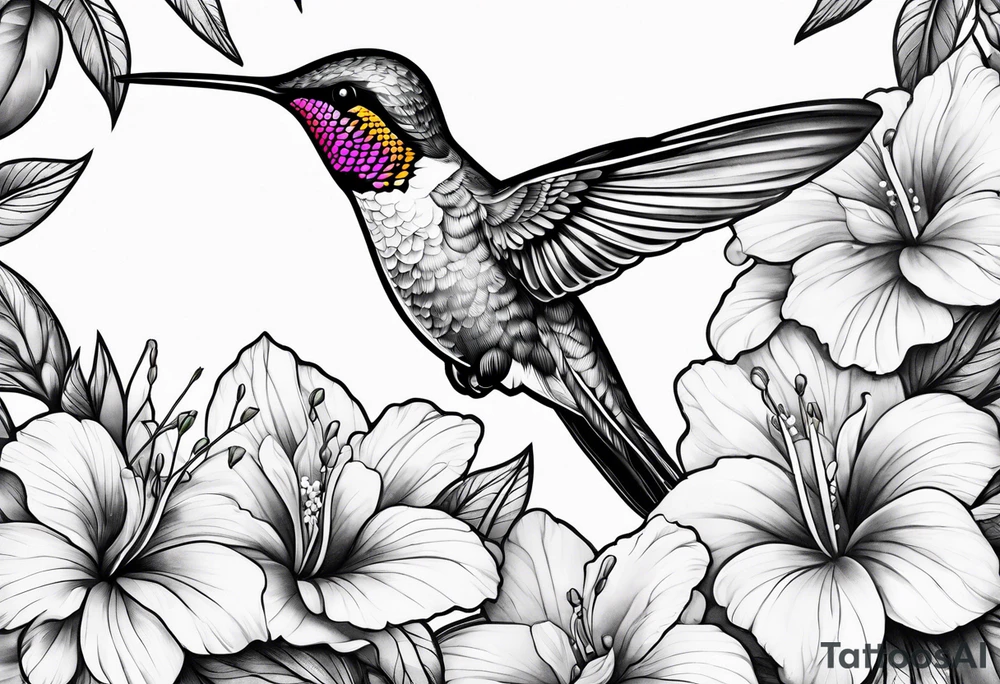 half hummingbird half flower tattoo idea