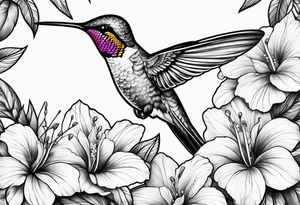 half hummingbird half flower tattoo idea