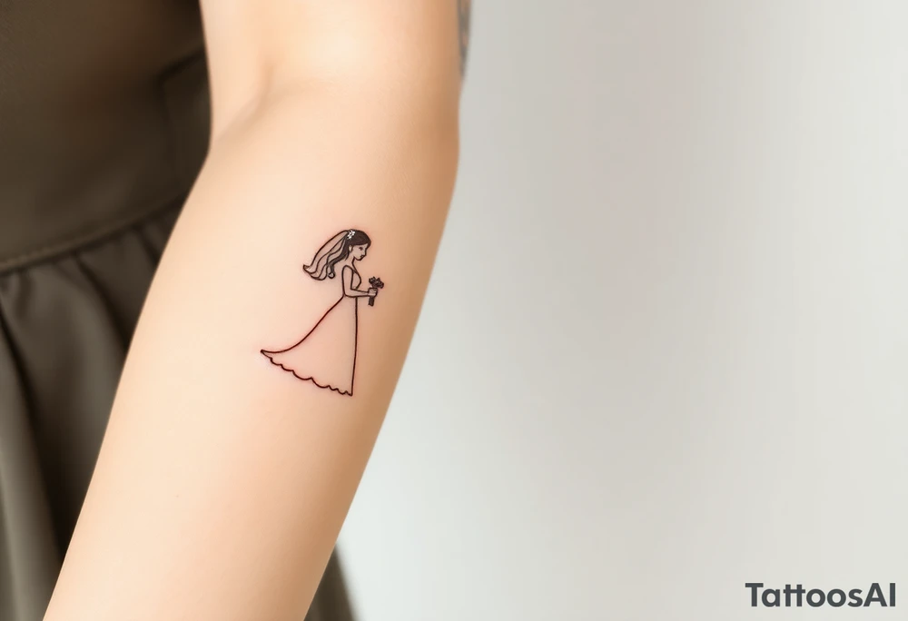 A softly shaded vintage-style illustration of a bride and groom, with sepia tones for an old-world charm tattoo idea