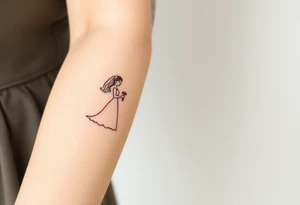 A softly shaded vintage-style illustration of a bride and groom, with sepia tones for an old-world charm tattoo idea