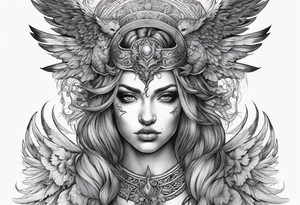 Creepy half angel half demon, make it more like Greek mythology tattoo idea