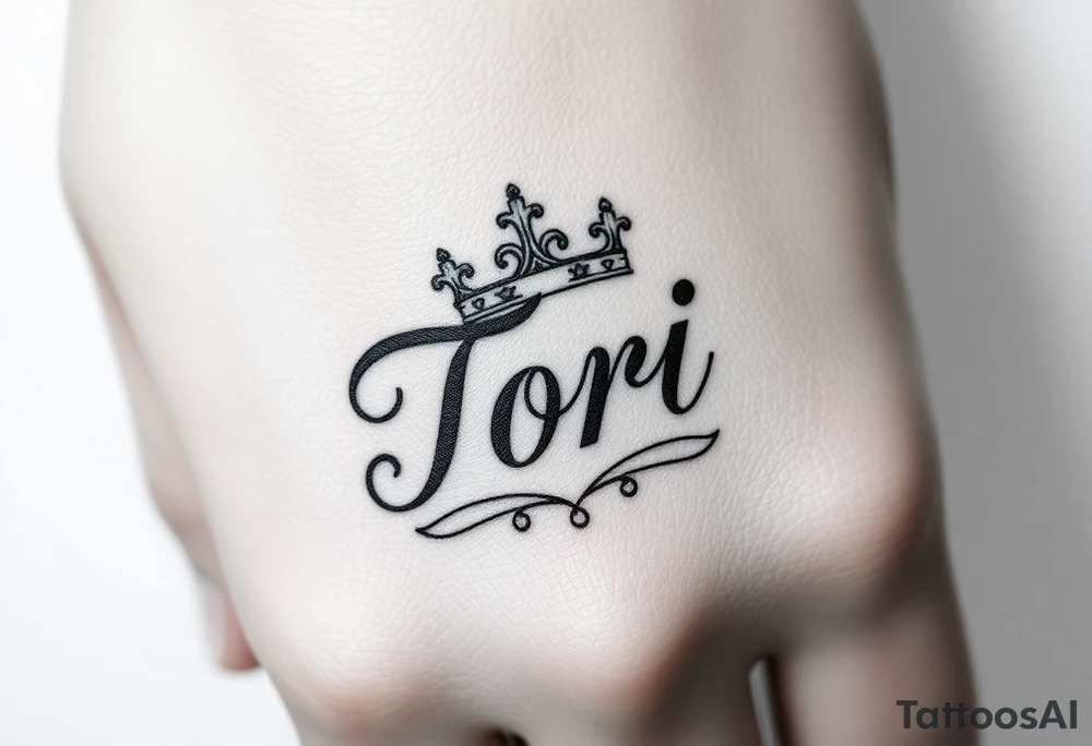 Name Tori with crown tattoo idea