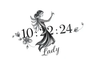 A cancer dedication tattoo with the date 10/22/24. With the name ‘Lady’. Incorporating salsa music and dancing. tattoo idea