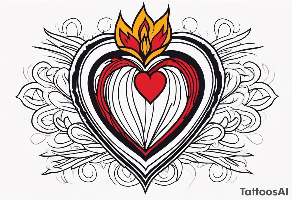 sacred heart vintage traditional tattoo fire tattoo idea