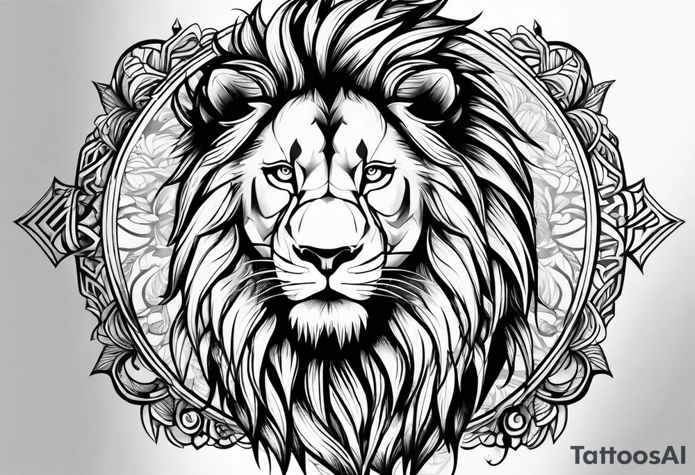 Realistic lion and lioness 
bonding tattoo idea