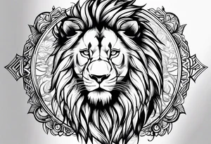 Realistic lion and lioness 
bonding tattoo idea