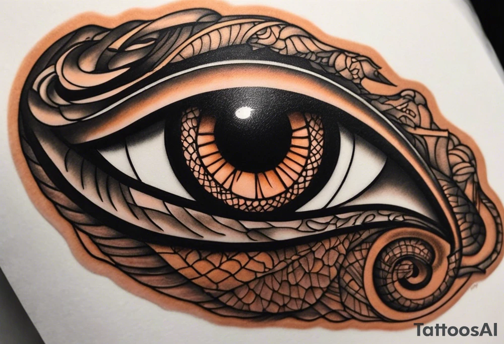 Side view of a Snake eye with copper iris tattoo idea