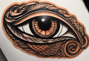 Side view of a Snake eye with copper iris tattoo idea