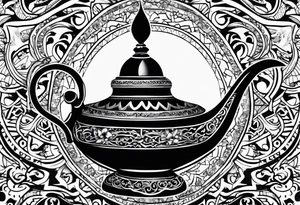 magic lamp with message prince ali in arabic tattoo idea