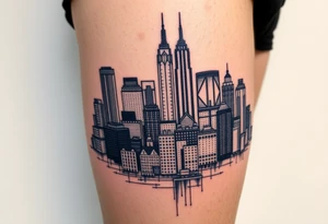 creative mix of new york city landscape tattoo idea