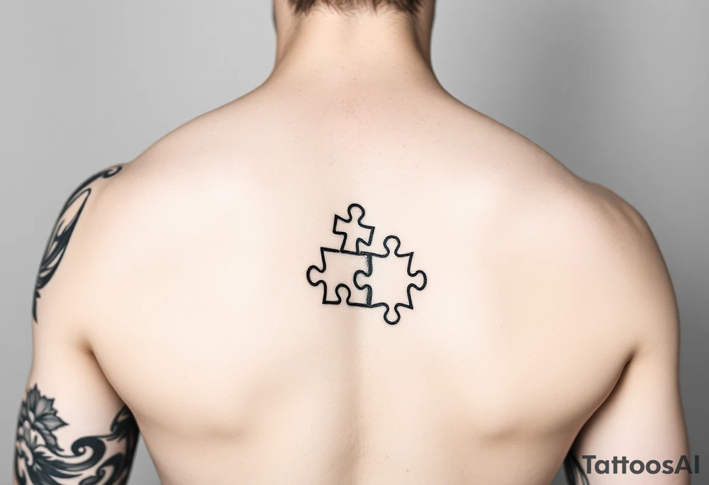 Left full arm sleeve with autism puzzle pieces tattoo idea