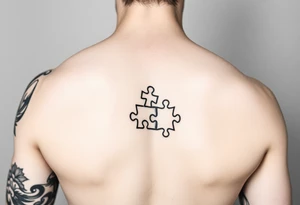 Left full arm sleeve with autism puzzle pieces tattoo idea