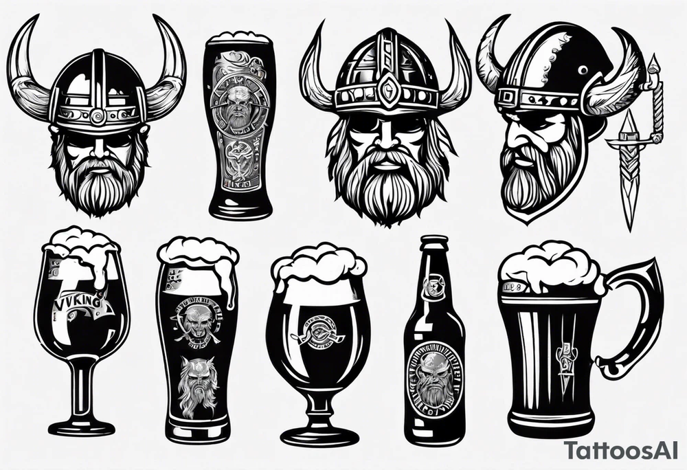 viking drinking beer tattoo idea