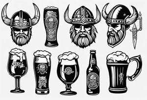 viking drinking beer tattoo idea