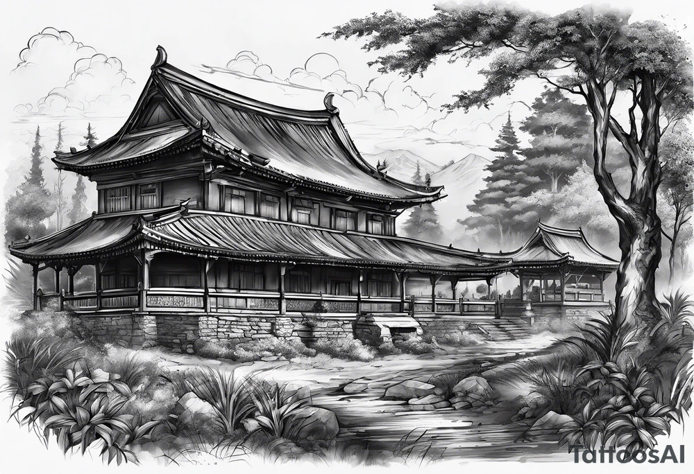 Battlefield scenery buildings battle war fighting tattoo idea