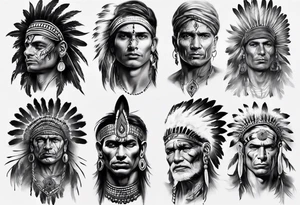 indian theme man face realistic sleeve tattoo idea