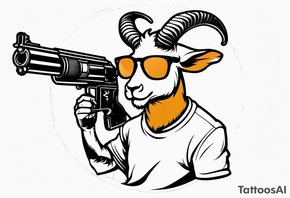 capricorn with sunglasses holding a shotgun tattoo idea