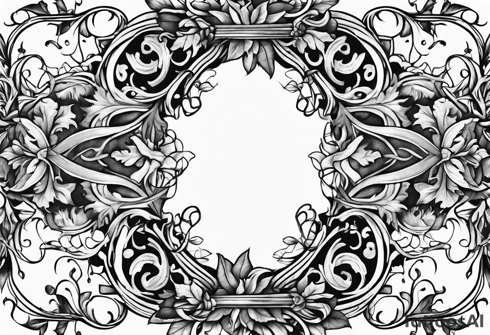Leafy vines with sword tattoo idea