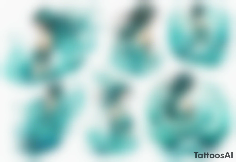 a woman made out of water emerging from the sea, turquoise tattoo idea
