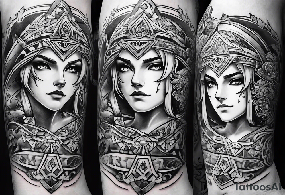Legend of Zelda arm sleeve tattoo idea