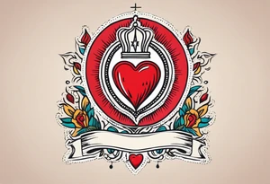 sacred heart vintage traditional tattoo simple sketch old school bold colors with banner tattoo idea